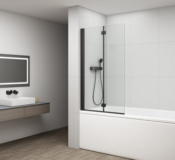 Sapho Badwand Draaibaar Sapho Rota 90 cm Zwart