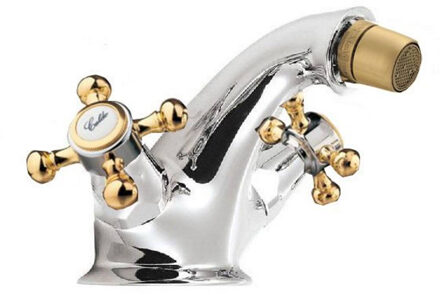 Sapho Bidetmengkraan Sapho Antea 2-knop Gebogen 7.2 cm Chroom / Goud (incl. clickwaste)