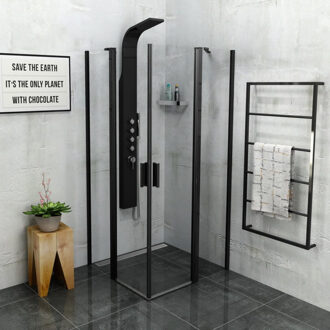 Sapho Douchecabine Sapho Zoom Line Black Draaideur 90x90 cm 6 mm Gecoat Glas Mat Zwart