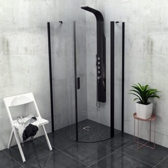 Sapho Douchecabine Sapho Zoom Line Black Kwartrond Draaideur 90x90 cm 6 mm Gecoat Glas Mat Zwart Rechts Sapho