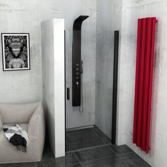 Sapho Douchedeur Sapho Zoom Line Black Draaideur 80x200 cm 6 mm Gecoat Glas Mat Zwart