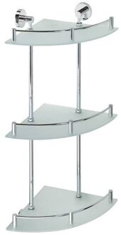 Sapho Drievoudige Glazen Hoekplank Sapho X-Round 25x67x25 cm Chroom Sapho