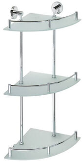 Sapho Drievoudige Glazen Hoekplank Sapho X-Round 25x67x25 cm Chroom