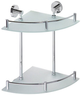 Sapho Dubbele Glazen Hoek Planchet Sapho X-Round 26.5x40 cm Chroom