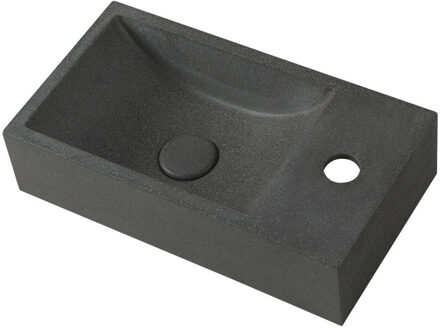 Sapho Fontein Sapho Crest 40x22 cm Kraangat Rechts met Waste Zwart Graniet