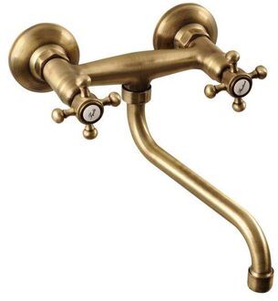 Sapho Inbouw Wastafelmengkraan Sapho Antea 2-knop Gebogen Uitloop 19 cm Brons Sapho