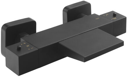 Sapho Opbouw Badkraan Sapho Dimy Thermostaatkraan Waterval 2-knop 15.5 cm Mat Zwart