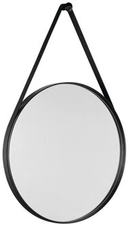 Sapho Orbiter ronde spiegel met LED-verlichting en riem mat zwart 60cm