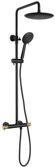Sapho Regendouche met Thermostatische Mengkraan Sapho Solaris Mat Zwart/Goud