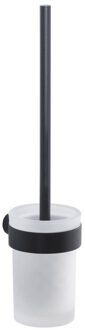 Sapho Toiletborstelhouder Sapho Pirenei Hangend 8.5x37.9 cm Mat Zwart / Satijnglas