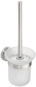 Sapho Toiletborstelhouder Sapho X-Steel Hangend 11.5x32.5 cm Geborsteld RVS / Melkglas Wit Chroom