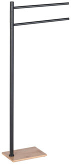 Sapho Vrijstaand Handdoekhouder Sapho Trilly Mat Zwart met Bamboe