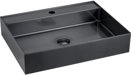 Sapho Waskom Sapho Aurum Vierkant met Kraangat 50 x 42 cm RVS Antraciet Sapho