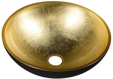 Sapho Waskom Sapho Murano Rond 40x14 cm Glas Goud / Zwart Sapho