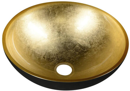 Sapho Waskom Sapho Murano Rond 40x14 cm Glas Goud / Zwart