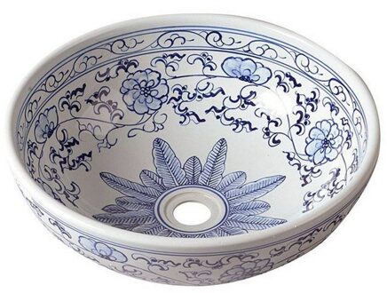 Sapho Waskom Sapho Priori Rond 42x15 cm Keramiek Bloemenpatroon Blauw / Wit Sapho