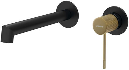 Sapho Wastafel Mengkraan 2-gats Hangend Hoog Sapho Solaris Mat Zwart/Goud