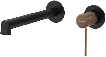 Sapho Wastafel Mengkraan 2-gats Hangend Hoog Sapho Solaris Mat Zwart/Koper