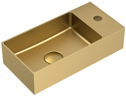 Sapho Wastafel Roestvrije Staal incl. Afvoer Sapho Aurum 36,5x18 cm Goud Mat