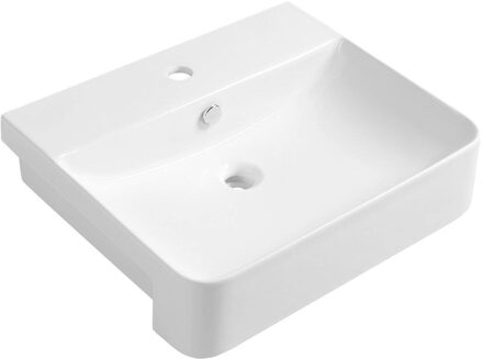 Sapho Wastafel Semi Inbouw Sapho Sott Aqua Rechthoekig 59x49x15 cm Keramiek Wit Sapho