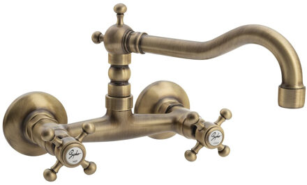 Sapho Wastafelkraan Muurbevestiging Mengkraan Hoog Sapho Antea Brons