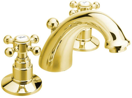 Sapho Wastafelmengkraan 3-gats Sapho Antea 2-knop Uitloop Gebogen 8.5 cm Goud (incl. waste)