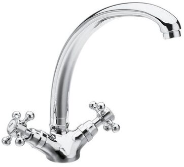 Sapho Wastafelmengkraan Sapho Antea 2-knop Gebogen Uitloop 20 cm Chroom