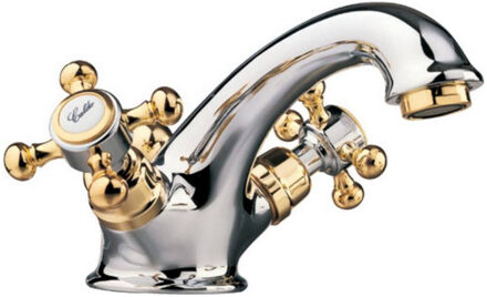 Sapho Wastafelmengkraan Sapho Antea 2-knop Uitloop 6.5 cm Chroom / Goud Sapho