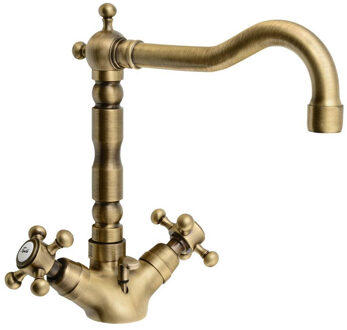 Sapho Wastafelmengkraan Sapho Antea 2-knop Uitloop Recht 24 cm Brons (incl. clickwaste)