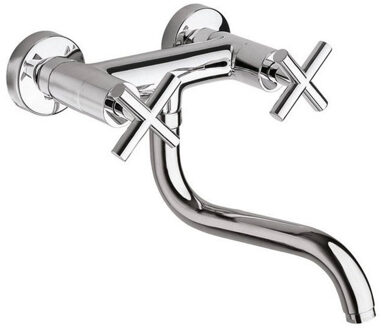 Sapho Wastafelmengkraan Sapho Axia 2-kruisgreep Uitloop Gebogen 20.7 cm Chroom