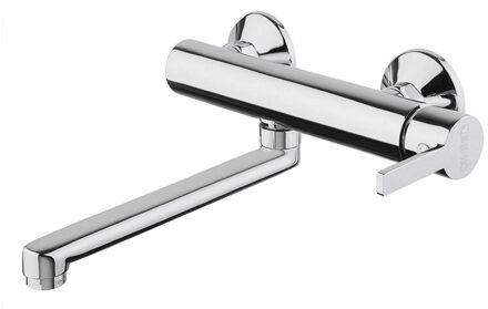 Sapho Wastafelmengkraan Wandmontage Sapho Espada 1-hendel Uitloop Recht 20 cm Chroom