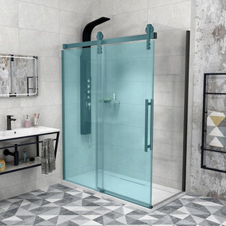 Sapho Zijwand Sapho Volcano 90x200 cm 8 mm Helder Glas tbv nisdeur Volcano Mat Zwart