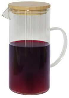 Sapkan/schenkkan karaf met deksel - 1.5 liter/1500 ml - transparant - glas - bamboe deksel