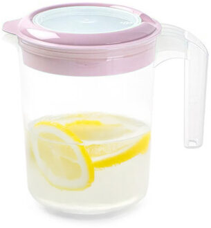 Sapkan / Schenkkan karaf met deksel - 1500 ml - roze - kunststof - met mix en navul dop