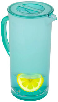 Sapkan/schenkkan karaf met deksel - blauw - 1950 ml - kunststof