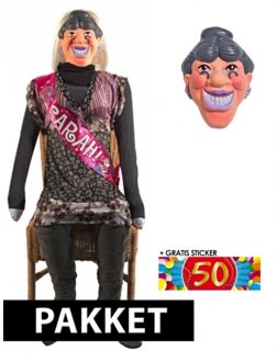 Sarah 50 jaar pop en masker 140 cm - Opblaasfiguren Multikleur