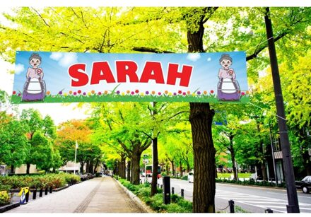 Sarah 50 jaar spandoek 200 cm - Feestbanieren Multikleur