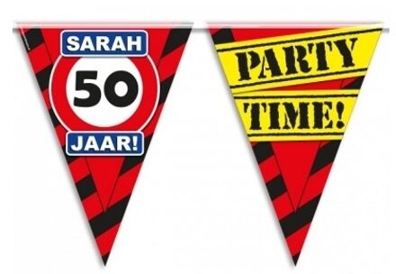 Sarah 50 jaar vlaggenlijn waarschuwingsbord 10mtr - Vlaggenlijnen Multikleur