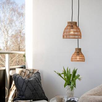 Sarah hanglamp hoogte 24 cm hout licht, zwart