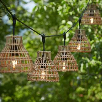 Sarah lichtketting 5-lamps rotan zwart, licht hout