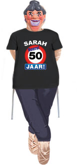 Sarah pop compleet met stopbord 50 jaar t-shirt en masker - Feestdecoratievoorwerp