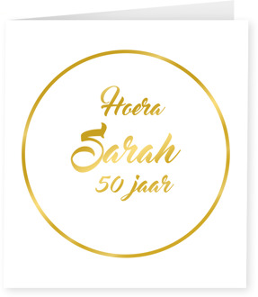 Sarah Verjaardagskaart Goud/Wit Wit - Transparant, Goud - Brons