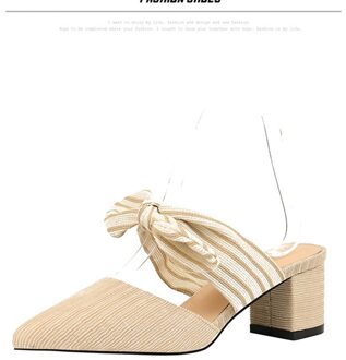 Sarairis Elgant Dames Zomer Pompen Vlinder Knoop Slip On Puntschoen Outdoor Kantoor Pompen Vrouwen Hoge Hak Schoenen Vrouw abrikoos / 7.5