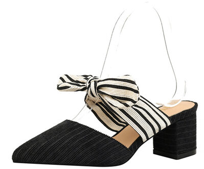 Sarairis Elgant Dames Zomer Pompen Vlinder Knoop Slip On Puntschoen Outdoor Kantoor Pompen Vrouwen Hoge Hak Schoenen Vrouw zwart / 5