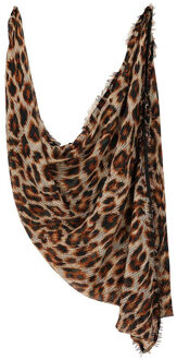 Sarlini Dames Sjaal breed - Leopard - bruin - 200 x 100 cm - luipaardprint/panterprint
