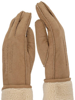 Sarlini Dames suèdine handschoenen lichtbruin - maat One size