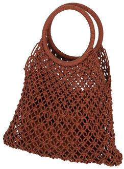 Sarlini handtas/boodschappentas Macram? - cognac - polyester/katoen - retro dames tassen
