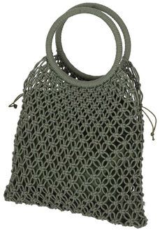 Sarlini handtas/boodschappentas Macram? - groen - polyester/katoen - retro dames tassen