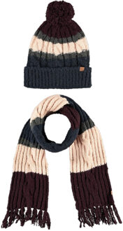 Sarlini Luxe kinder winterset sjaal en muts bordeaux rood/roze