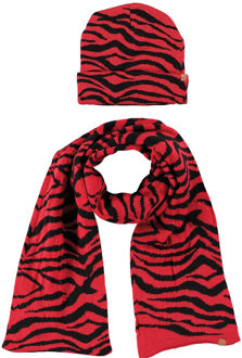 Sarlini Luxe kinder winterset sjaal en muts tijger print rood